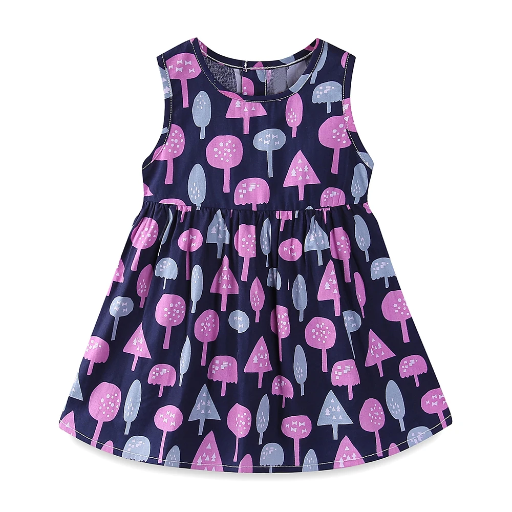 Летние платья для маленьких девочек LittleSpring милое платье без рукавов с принтом