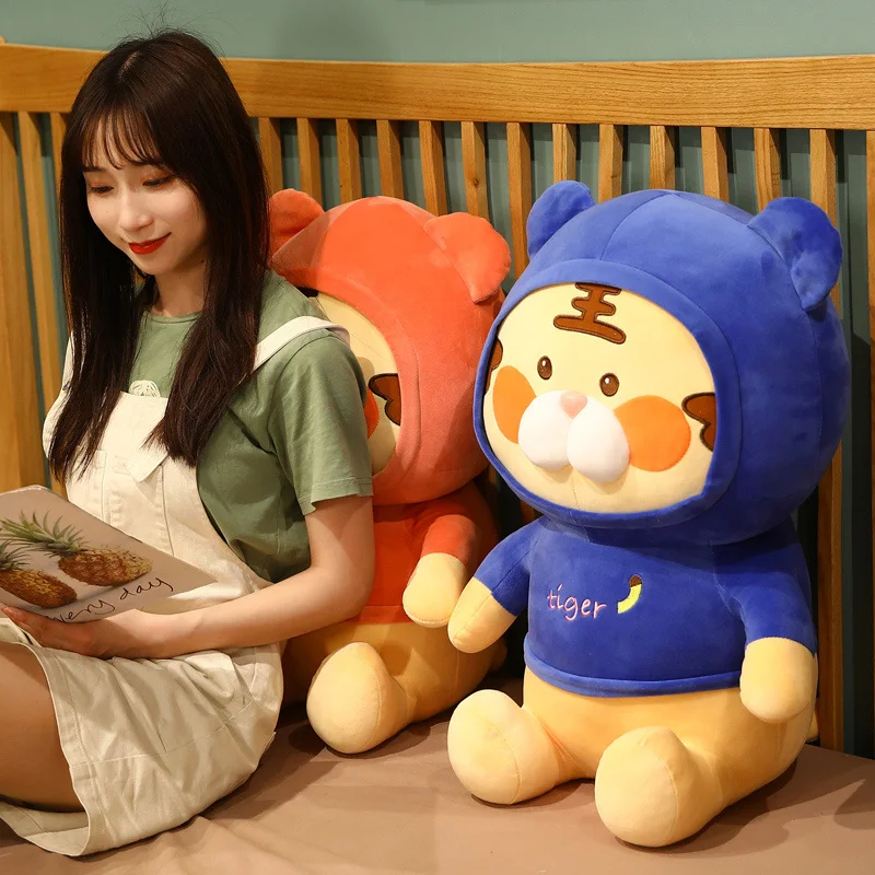 

New Huggable High Quality Tiger in hoodie Stuffed Animals Plush Toys Doll Soft Pillow Kids Lovers Birthday Baby Gift Present