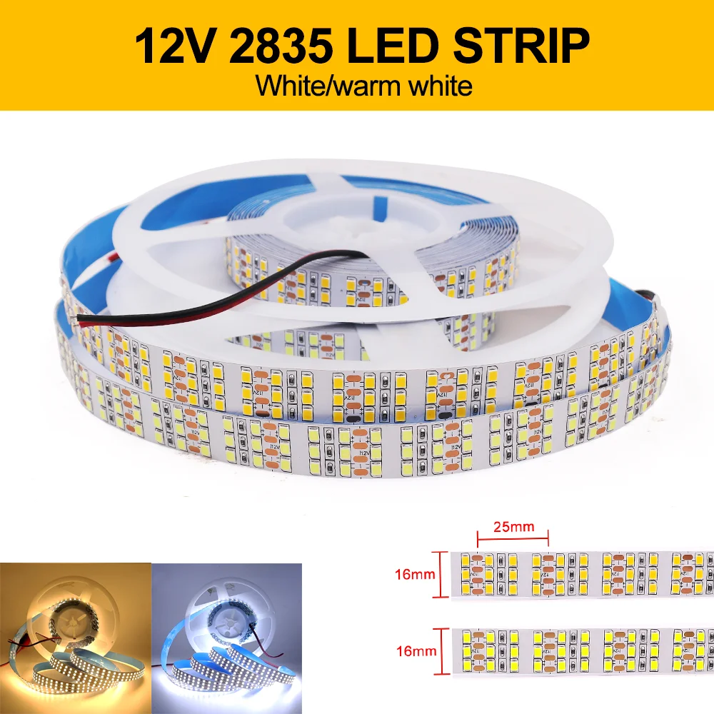 

5m LED Strip 12V SMD2835 High brightness Led Light Strips 360LEDs/M Flexible Diode Tape Lamp White Warm White Led Stripe