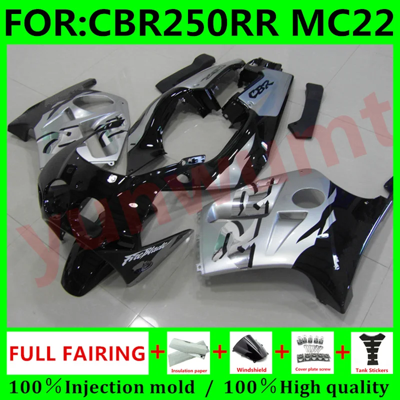 

Обтекатели для мотоциклов Honda Cbr250rr 1990 - 1994 NC22 CBR 250 RR MC22 CBR250 RR 1993, Обтекатели для кузова черного и серебряного цвета