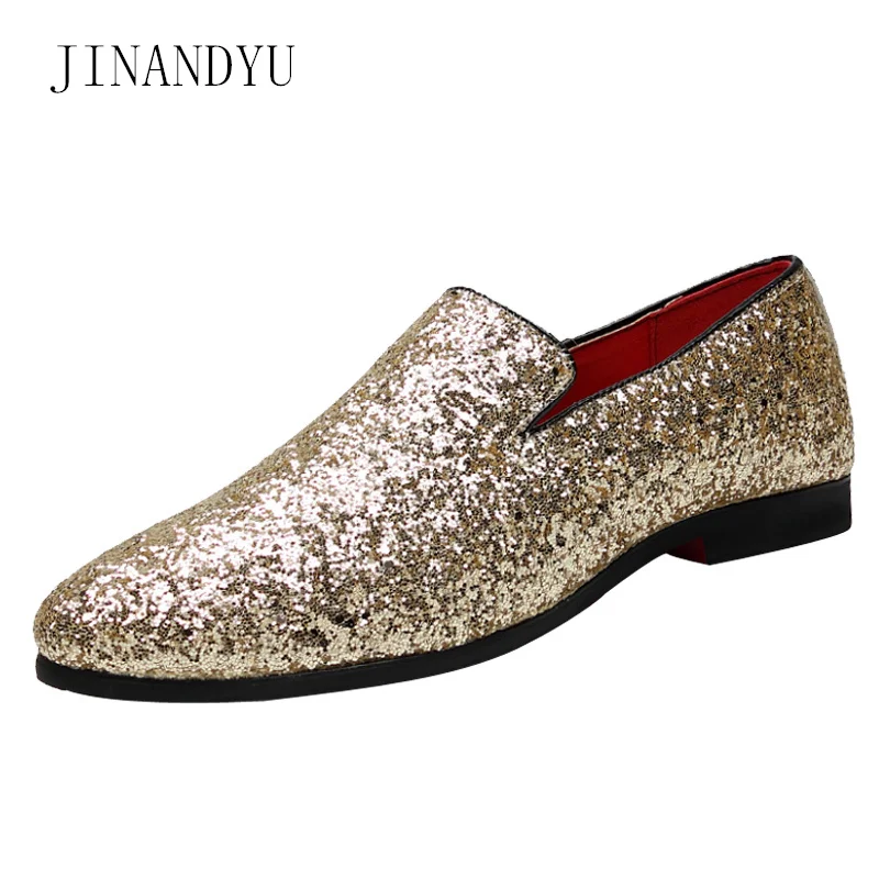 Блестящие мужские лоферы Обувь для вечеринок Мужской костюм Size37 48 офисные туфли