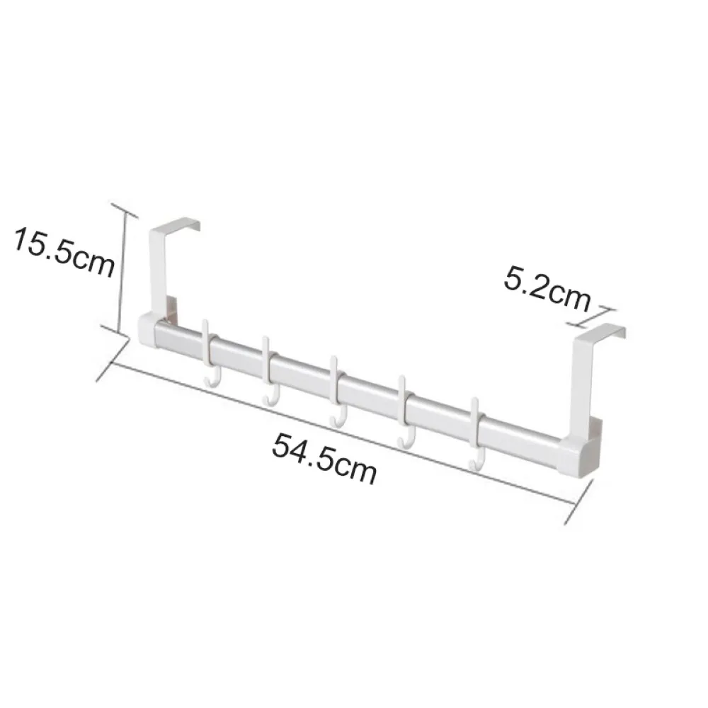 

Wall Mounted Bathroom Utensil Rack Hanging Rail Towel Hat Rack with 5 Removable Hooks Hanger Organizer