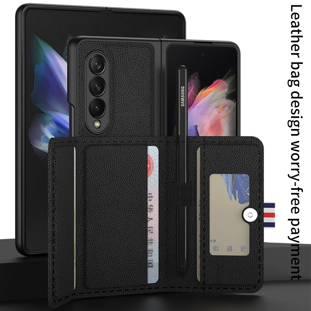 Funda plegable para S Pen Edition para Samsung Galaxy Z, carcasa con 3 ranuras para tarjetas, billetera con atracci&oacute;n magn&eacute;tica y S Pen Slot Only Case-0