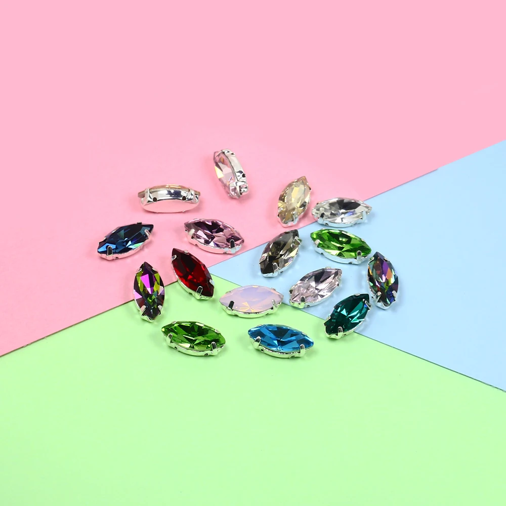 Набор декоративных Стразы silve claw 7*15 мм разные цвета|Стразы| |