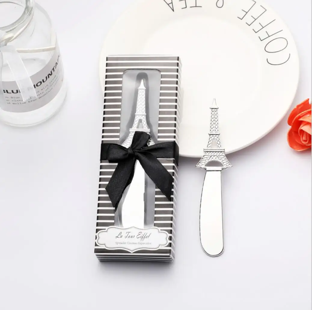 Free Shipping 30pcs/lot Wedding Favors Eiffel Tower cake cream knife spreader Party Suppliers