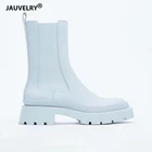 2022 модные брендовые Дизайнерские ботильоны, женские Синие Новые ботинки челси с круглым носком в британском стиле, короткие ботинки на платформе для женщин