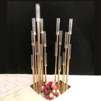 luxury 10 heads metal candelabra candle holders road lead table centerpiece gold candelabrum stand for wedding 5set