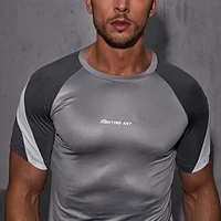 men running t shirt sweat wicking compression elastic workout gym basketball short sleeved tee sport jersey sportswear tshirts