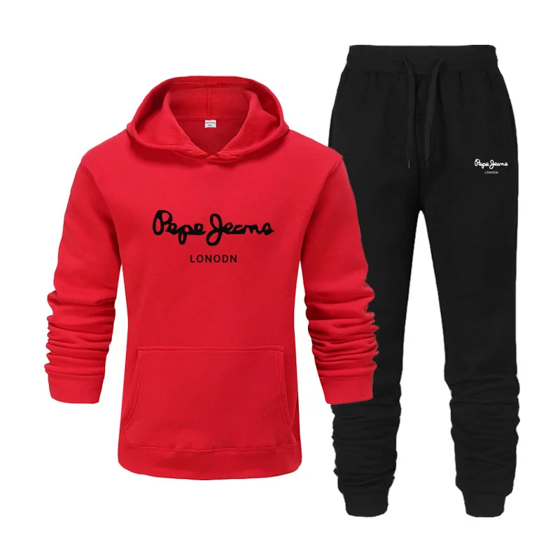 Горячая Распродажа зимняя мужская одежда Мужской комплект с толстовкой принтом