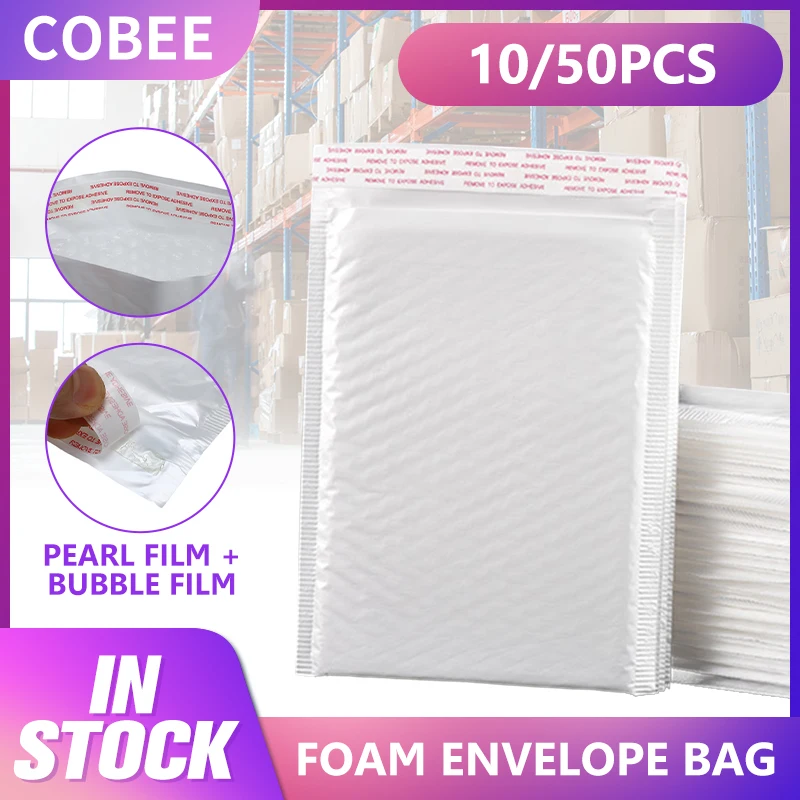 

New 10/50pcs Bubble Envelope bag white Bubble PolyMailer Self Seal mailing bags Padded Envelopes For Magazine Lined Mailer
