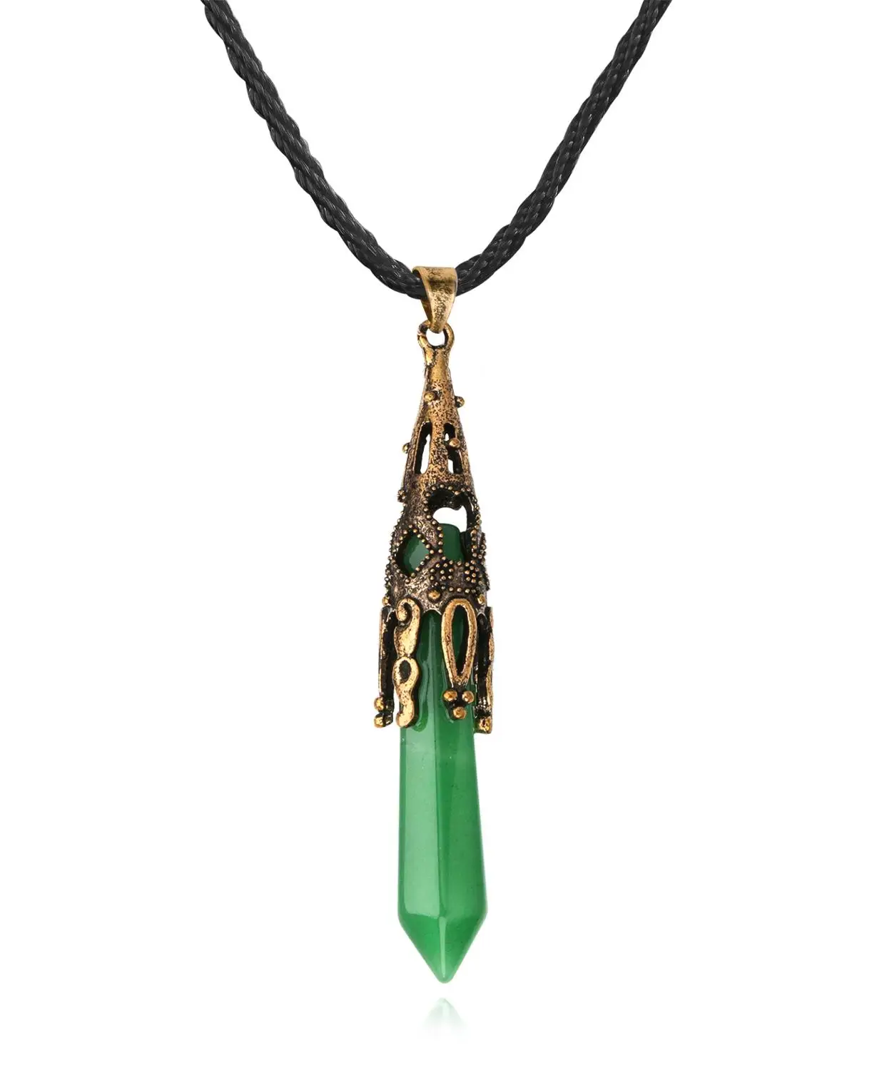 Ожерелье с подвеской в виде шестиугольной колонны из натурального хрустального