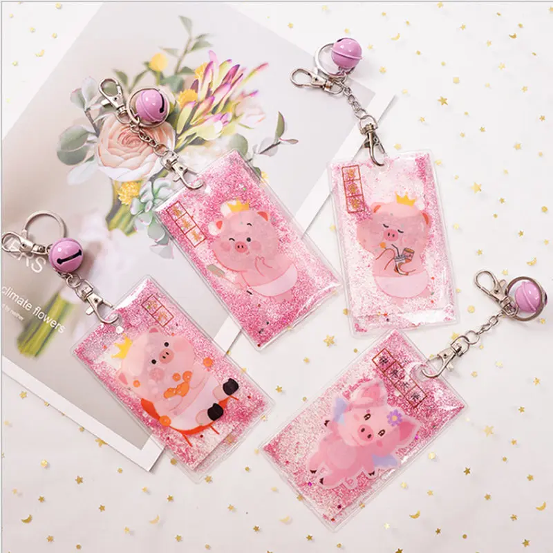 Зыбучие пески брелок с жидкостью карты Чехол банк Кредитная карта Держатели