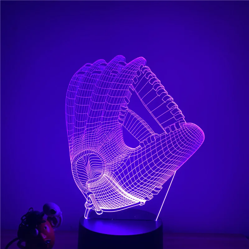 3D светодиодный ночсветильник бейсбольная перчатка экшн фигурка 7 цветов