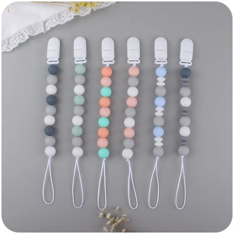 

Baby Anti-drop Chain Silicone Beads Pacifier Clips Infant Nipple Appease Soother Chain Clips Dummy Holder Nipple Clip Baby Stuff