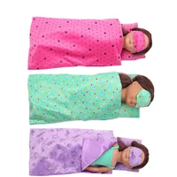 18 inch american doll sleeping bag bed quilt pillow eyepatch newborn bedding girls baby toy accessories fit 43 cm boy dolls c293