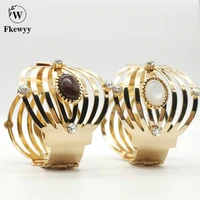 fkewy bohemia bracelets for women luxury jewelry gem multi layer gold plated bracelet charm retro bangles accessories party