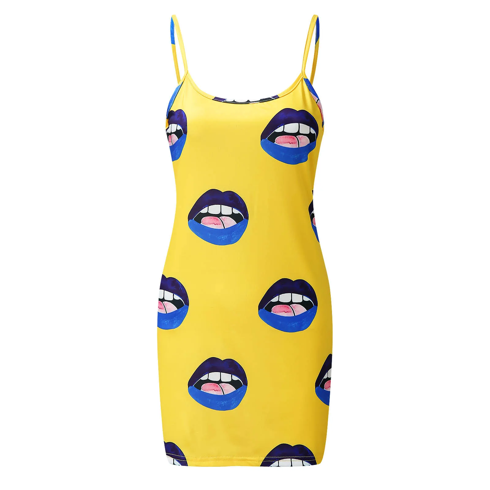

40# Sexy Eye Print Strap Dress Women Sleeveless O Neck Bodycon Mini Sling Dresses For Women 2021 Elegant Party Club Dress