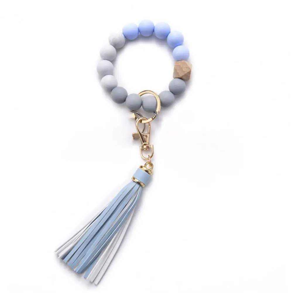 

Lightweight Decorative Beads Keychain Long Lasting Silicone Beads Bracelet Keychain for Daily Use