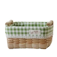 customized hand woven basket with pastoral style cloth bag storage basket vegetable basket picnic bread basket fruit bask