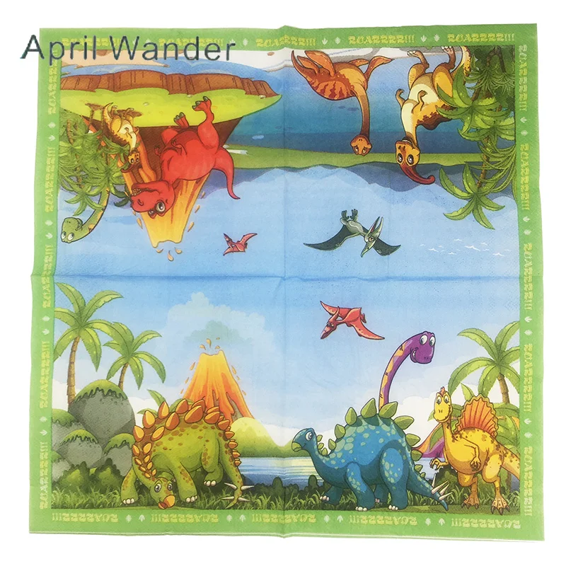 20 шт./лот новый стиль милая бумага с динозаврами салфетки динозавром Юрского