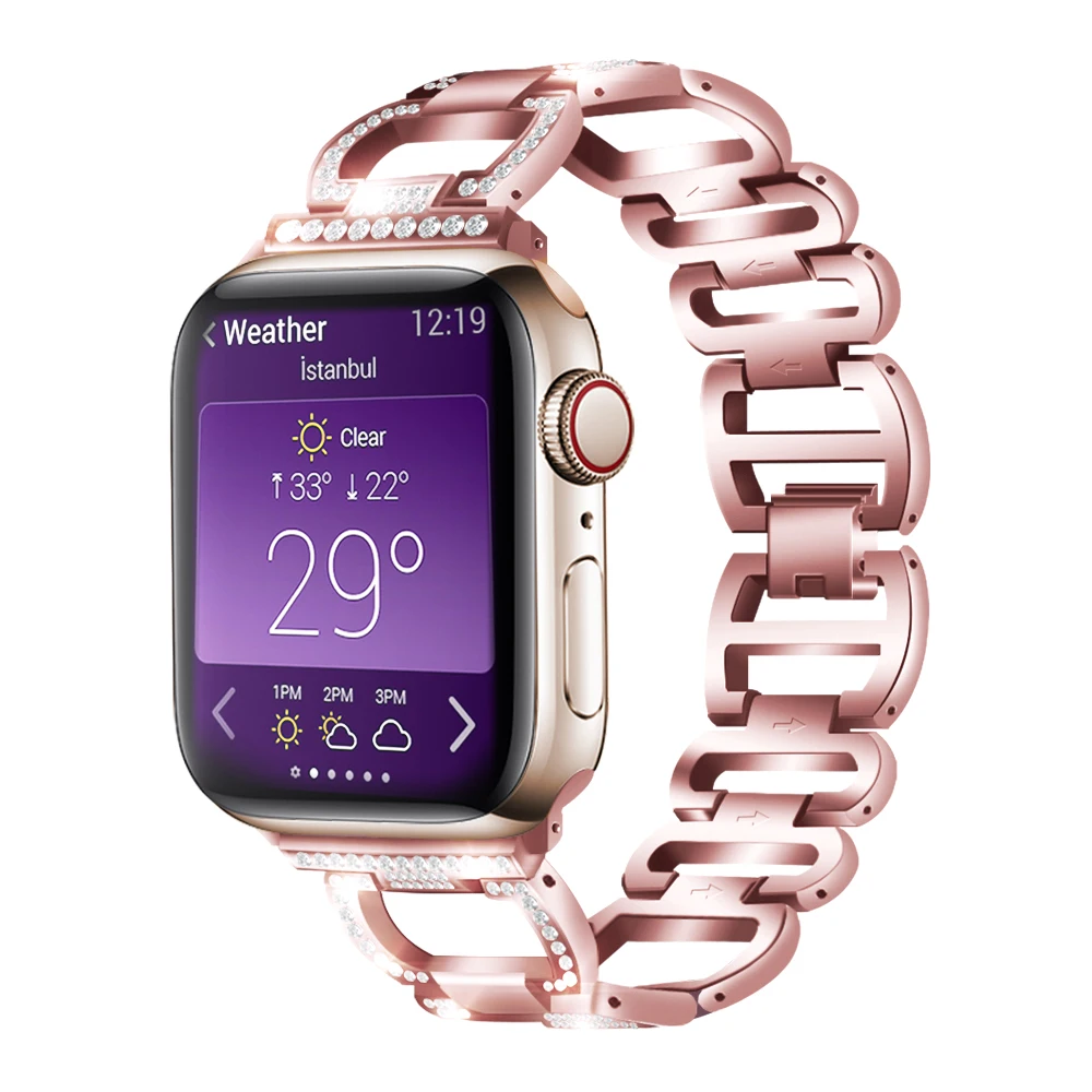 Ремешок из нержавеющей стали для Apple watch 38 мм 42 40 44 iWatch браслет серии 5 4 3 2 1 женский