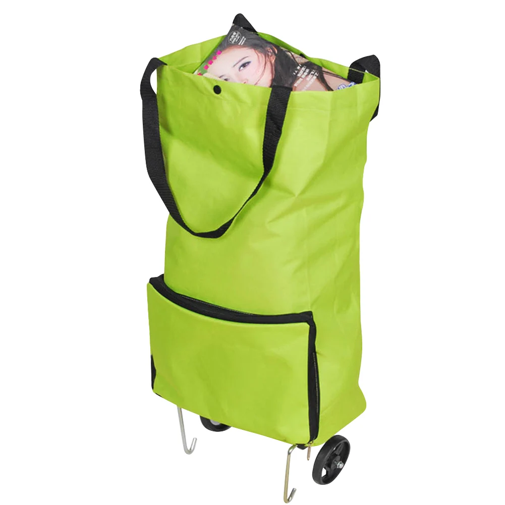 

Foldable Shopping Trolley Cart Foldable Reusable Eco Large Waterproof Bag Luggage Wheels Basket Non-Woven Market Bag Pouch