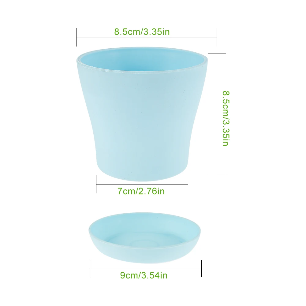 

12PCS Flower Pot Colorful Durable Resin Plant Flower Pot Gloss Planter Home Garden Decoration with a Saucer Tray Drainage Holes