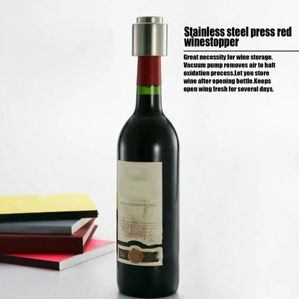 Многоразовая вакуумная герметичная винная бутылка из нержавеющей стали пробка