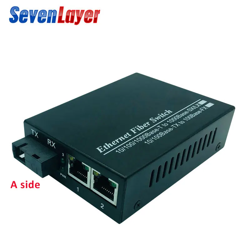 Медиаконвертер 1 SC 2 RJ45 UTP 10/100/1000M Fast Ethernet коммутатор преобразователь 20 км