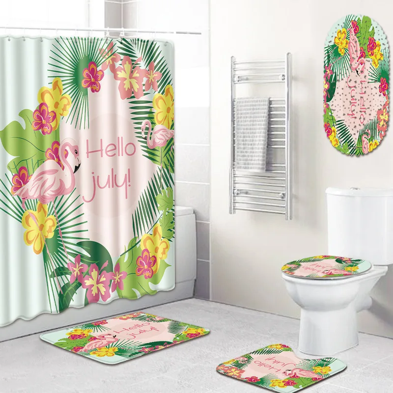 5 шт. коврик для ванной с фламинго впитывающий воду коврики кухни занавеска душа