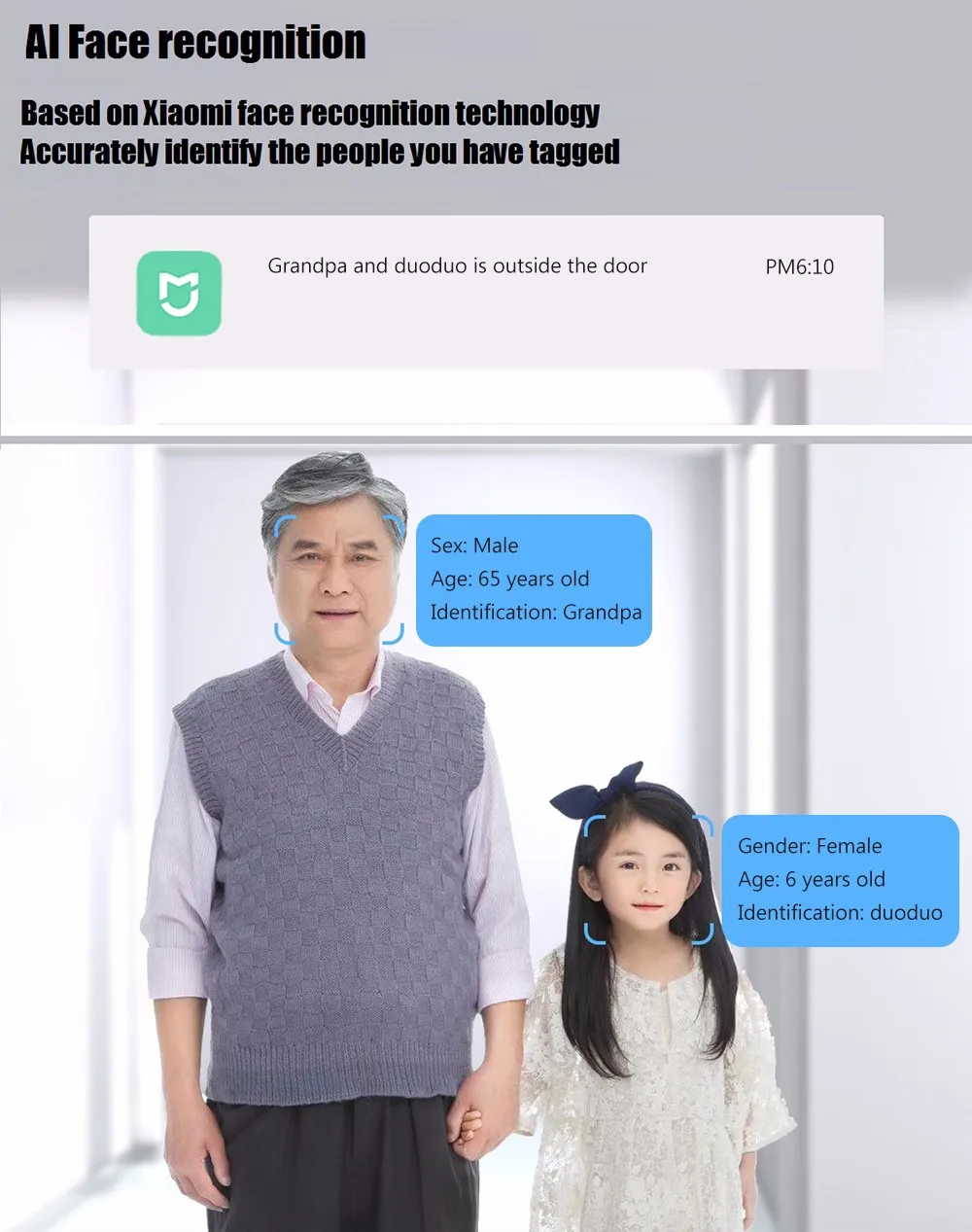 Xiaomi AI распознавание лица 720P ИК ночного видения видео дверной звонок Обнаружение движения SMS Push домофон Облачное хранение