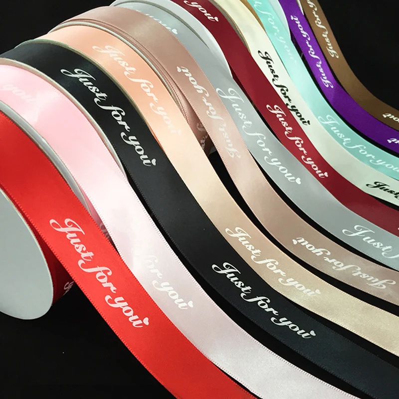 

25MM 10M Just For You Printed Polyester Ribbon for Wedding Christmas Party Decorations DIY Bow Craft Ribbons Card Gifts Wrapping