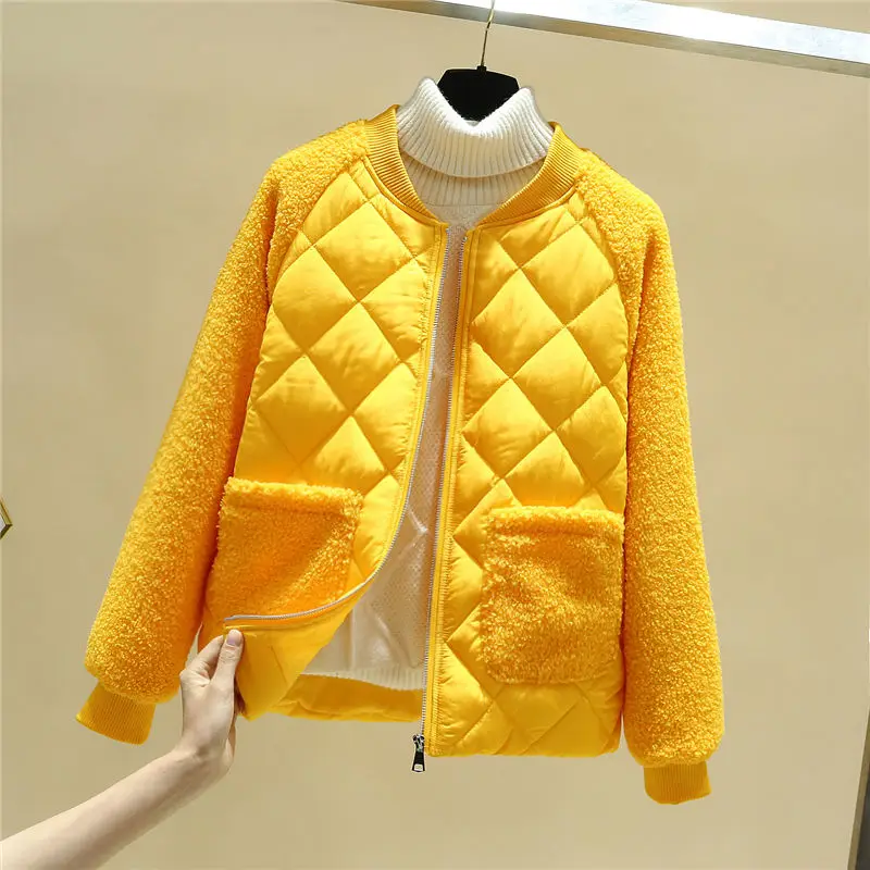 

Women Spring Autumn Jacket Lamb Fur Parkas Short Women Coats And Jacket Plus Size Parka Mujer Slim Winter Jacket Spring Parkas