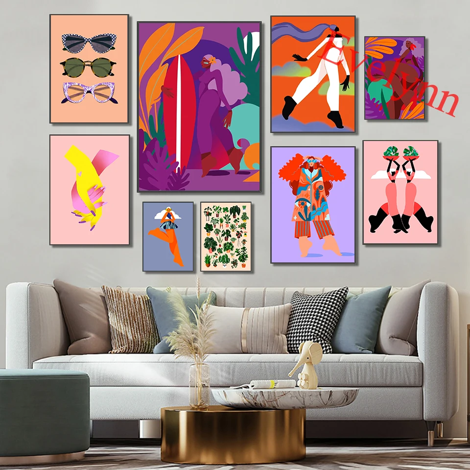 

Fashion And Lovely Girl Poster Waves Palmtrees And Beach Volleyball Art Balanced Life Living Room Decor Canvas Wall Art Prints