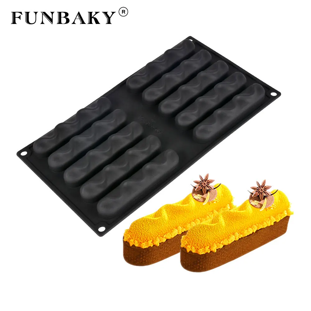 Силиконовая форма для торта FUNBAKY 10 ячеек овальной волны |