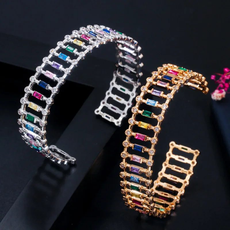 Ювелирные изделия Pera Z063 для женщин с красными и радужными Фианитами большие