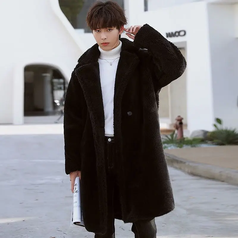 Новинка 2021 мужские Длинные Куртки из искусственной овчины на осень и зиму
