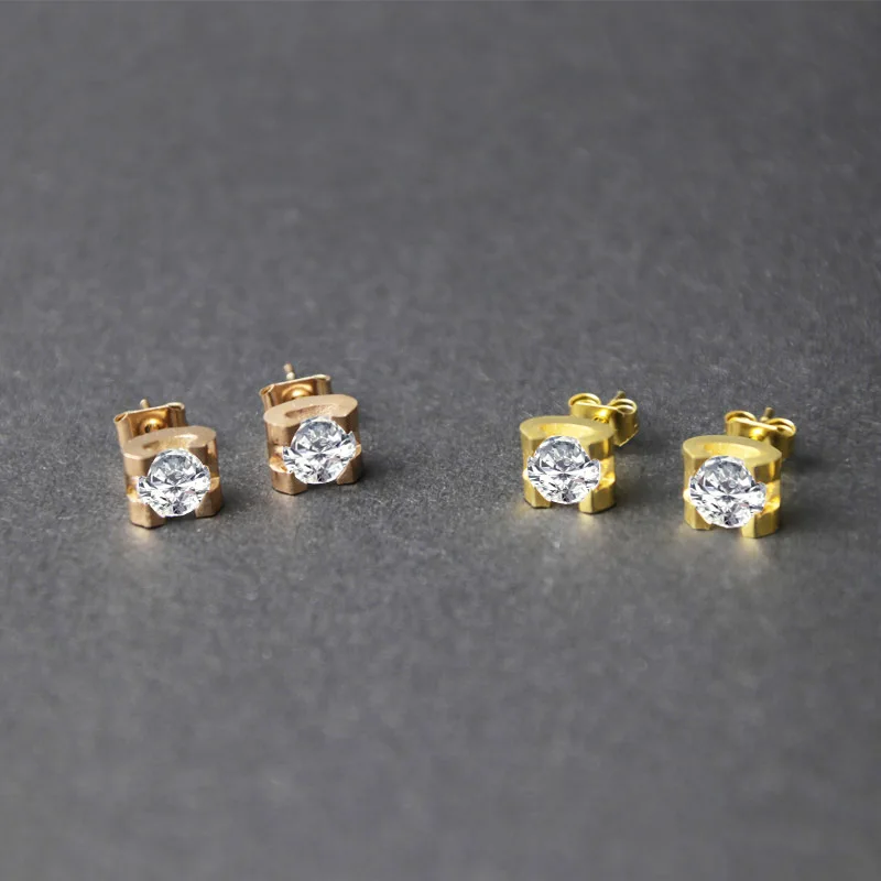 Модные женские украшения серьги с кристаллами 1 карат из титановой стали цвета