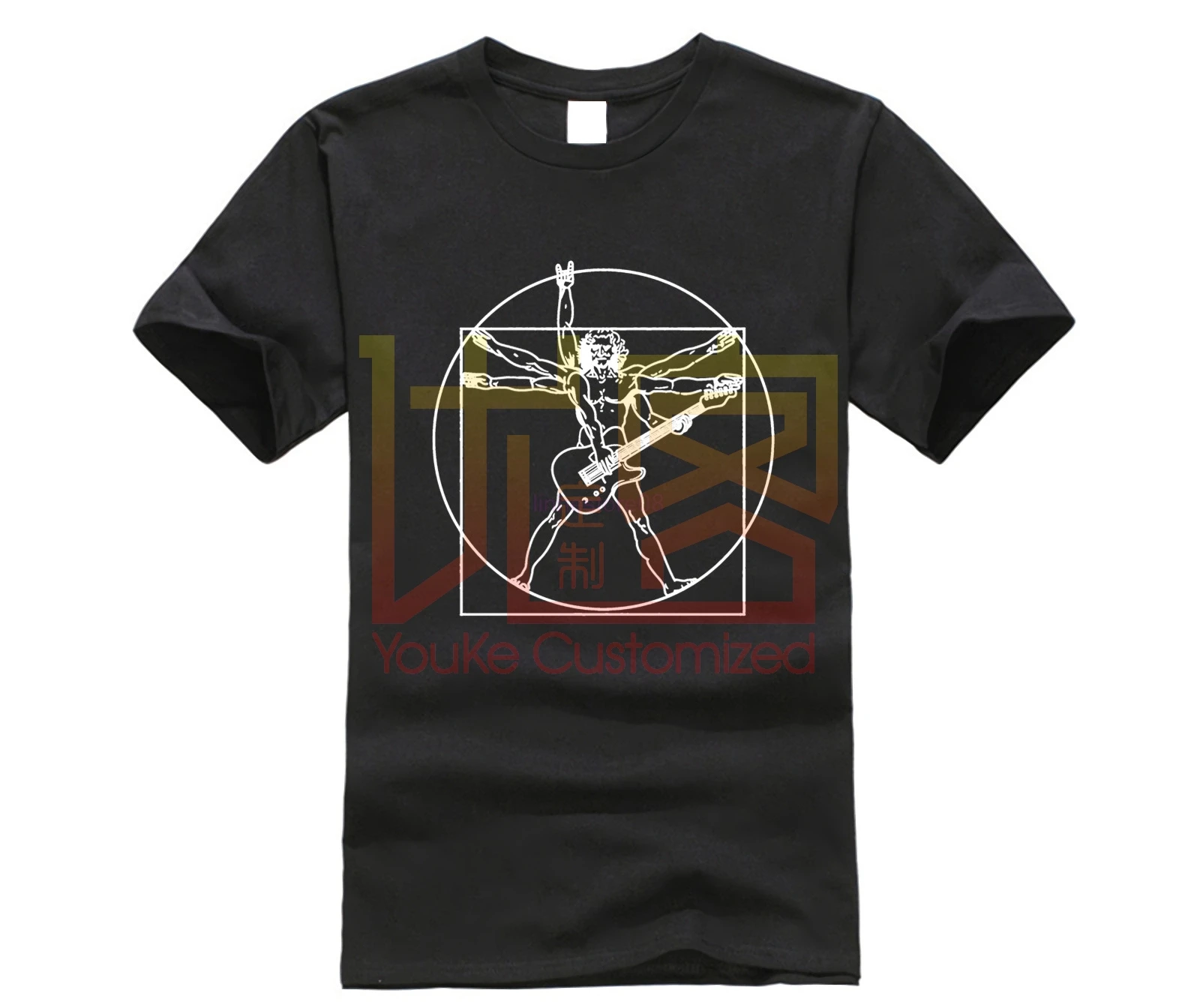 Vitruvian гитарист Мужская забавная гитара футболка электрический бас акустический