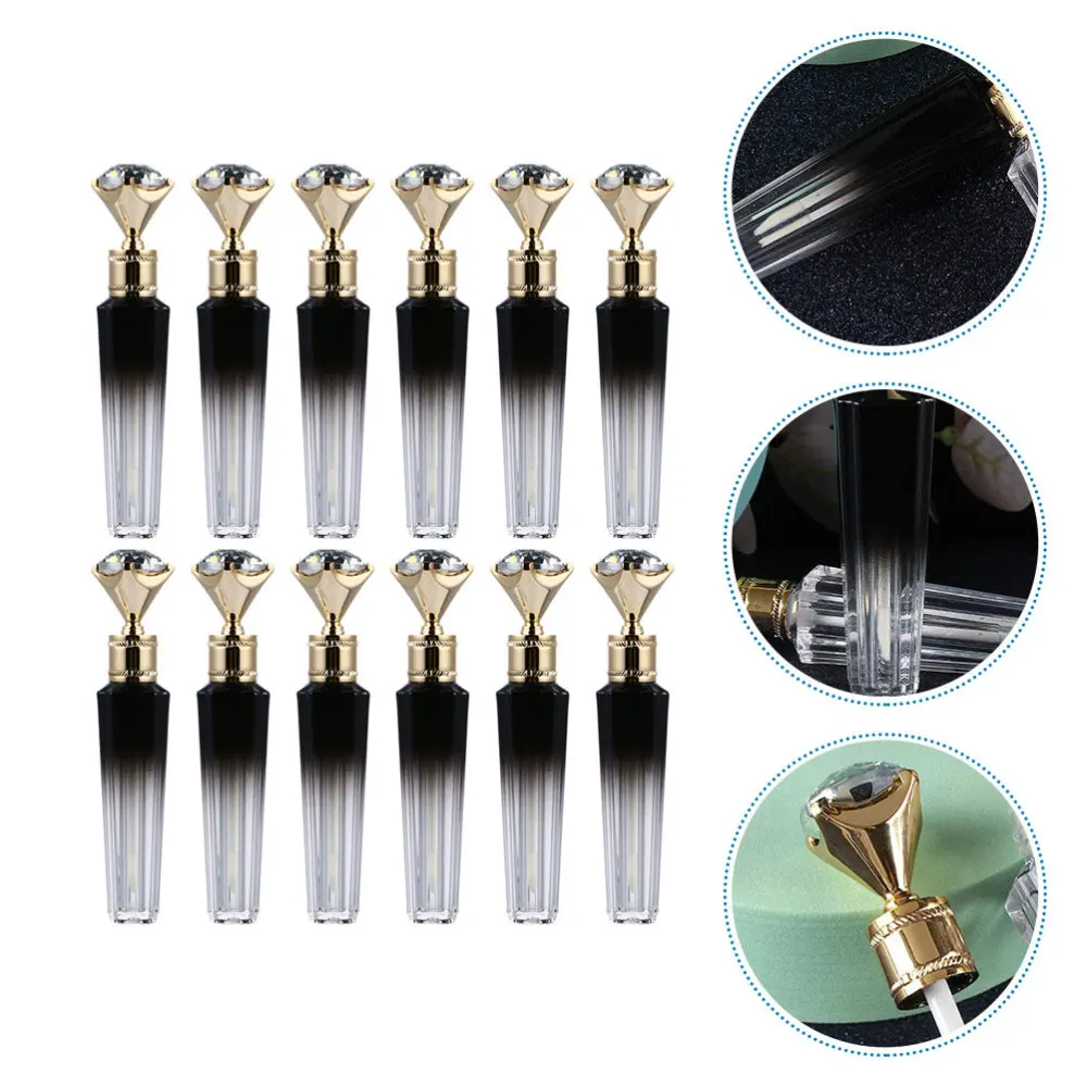 

12pcs Empty Lip Gloss Tube Diamond Design Wand Tubes Refillable Lip Gloss Bottle