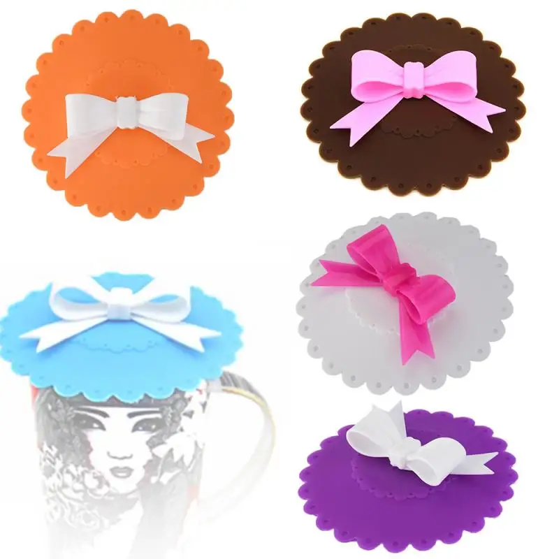 Силиконовая крышка с милым бантом многоразовая Пылезащитная термоизоляционная