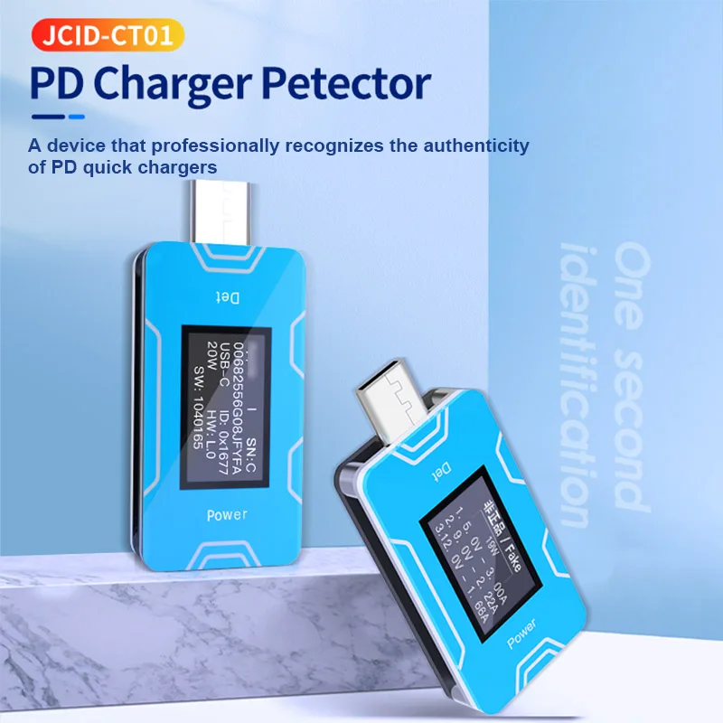 

JC JCID-CT01 USB Tester PD Charger Detector Digital Charger OLED Screen Identify The Original Imitation In 1 Second Repair Tool