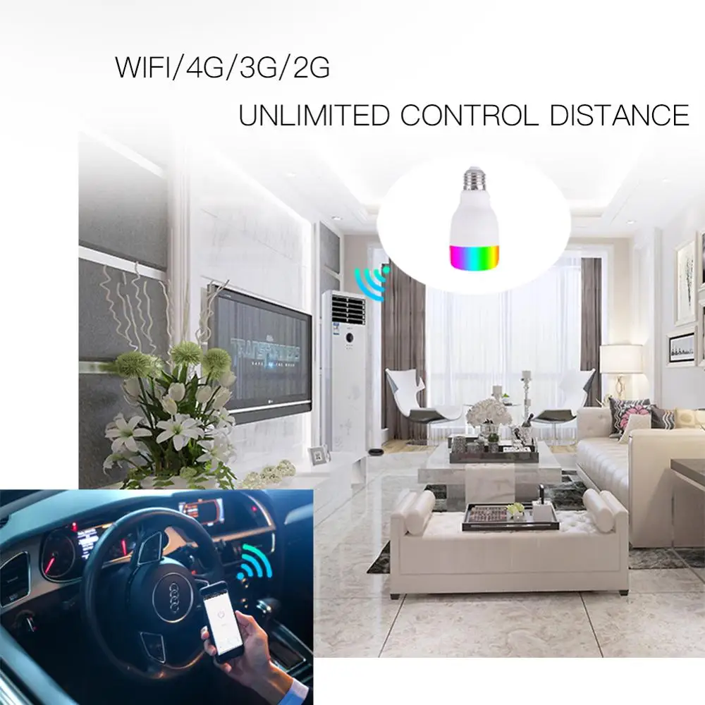 Умная Светодиодная лампа E27 Wi-Fi 7 Вт RGBW с изменением цвета 1/2/3/4 шт. пульт