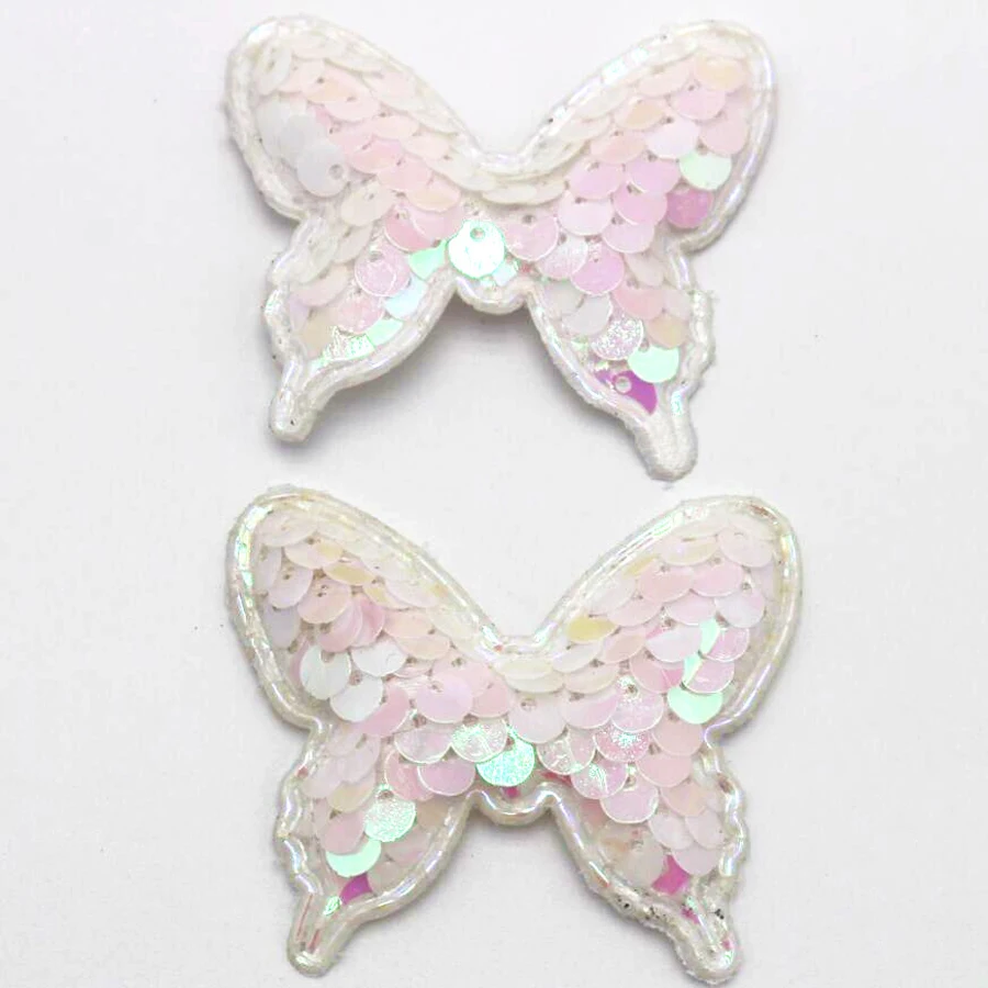 20 шт. 44 мм x 22 Красочные Реверсивные цветок бабочка с блестками патч шпилька блеск