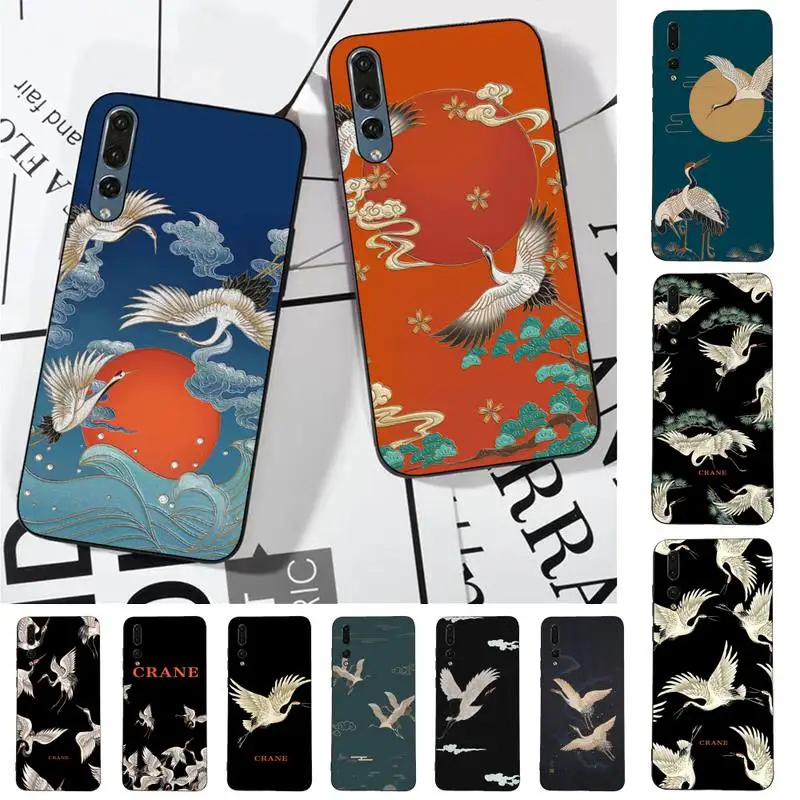 

Crane and Koi Chinese style Phone Case for Huawei P30 40 20 10 8 9 lite pro plus Psmart2019