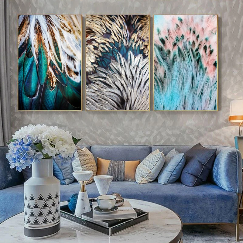 Абстрактные перья настенное искусство Изобразительное печать на холсте