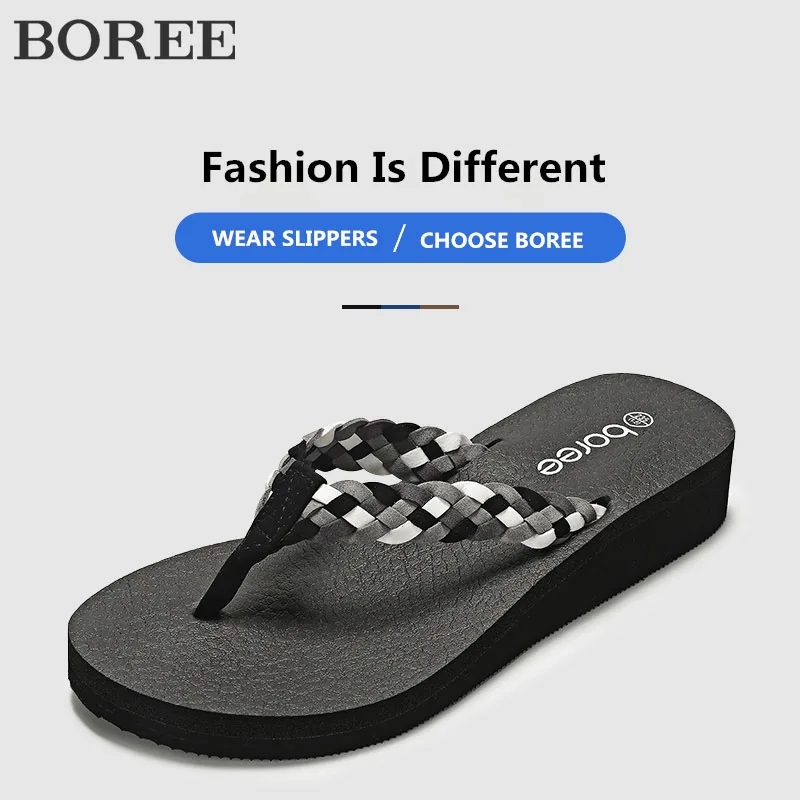 Boree/летние женские модные шлепанцы на плоской подошве Разноцветные Нескользящие