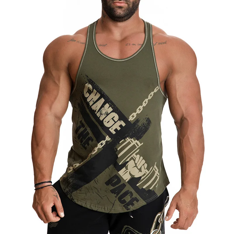 

Men's fitness vest gym exercise quick-drying sleeveless top summer running training equipment training cotton tank top men