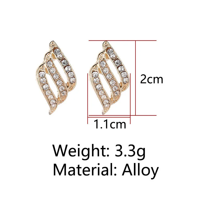 Fashion Shiny Zircon Crystal Angel Wings Stud Earrings For Women Statement Ear Jewelry Luxury Exquisite Rhinestone | Украшения и