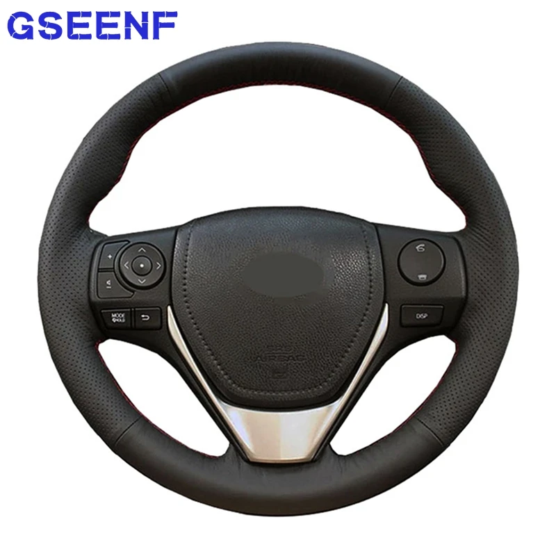 

DIY Steering Wheel Cover Black Artificial Leather For Toyota RAV4 2013-2018 Toyota Corolla 2014-2017 Auris 2013-2016